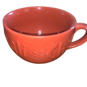 Stoneware Chili Bowl Mug Embossed Design 5" Diameter K.I.C. Microwave & Dishwash